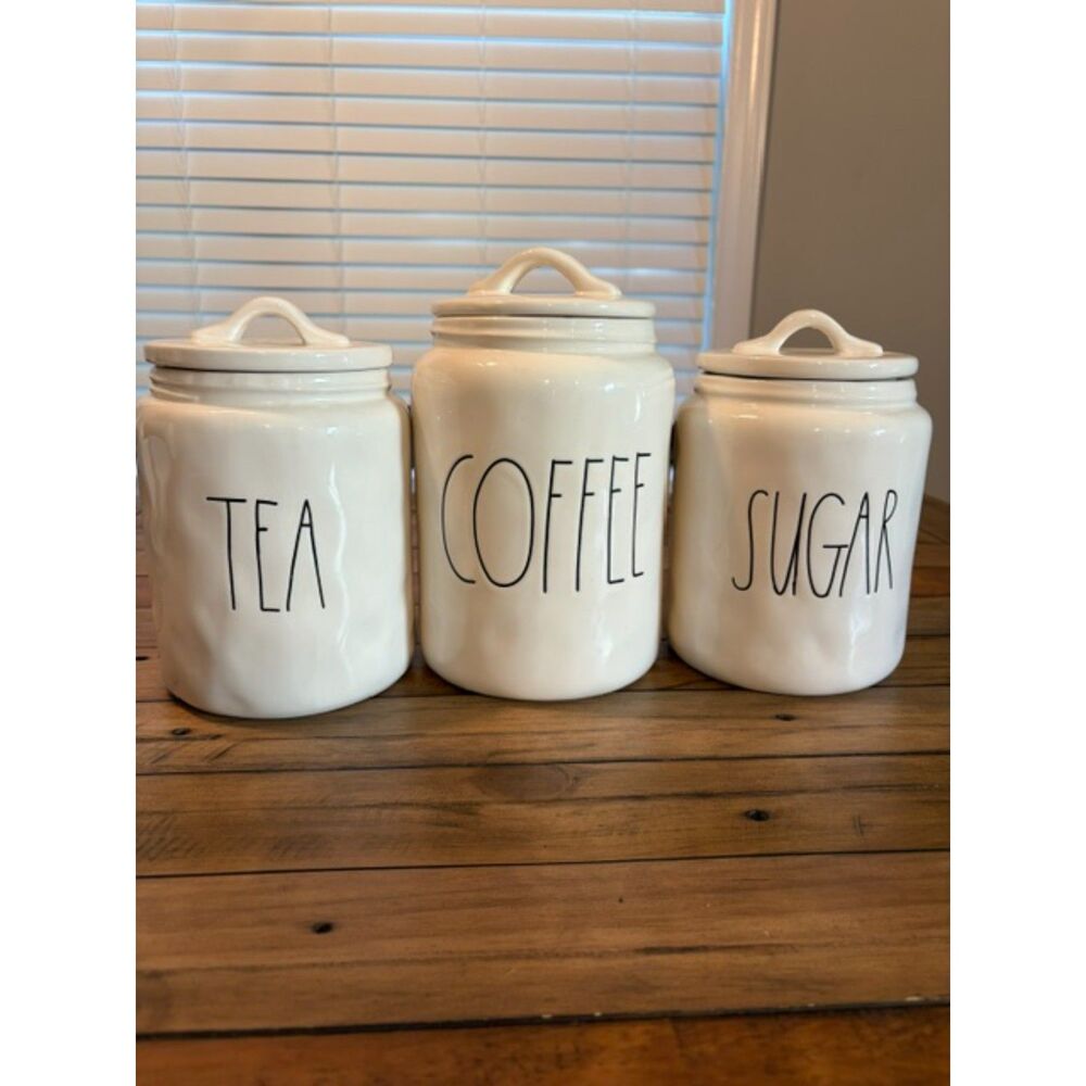 Rae Dunn Artisan Collection Coffee Tea Sugar Canister Set